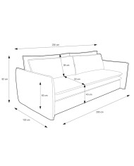 Sofa Tilia Slim, funkcja spania, pojemnik, PIASKI