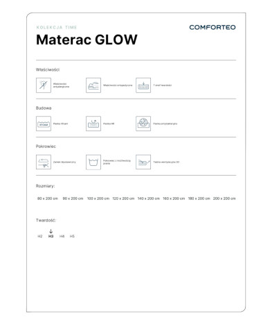 Materac medyczny Glow, 200x200 cm, dwustronny, piankowy, pianka HR i Xfoam, zdejmowany pokrowiec, H3, Comforteo Materac medyczny Glow, 200x200 cm, dwustronny, piankowy, pianka HR i Xfoam, zdejmowany pokrowiec, H3, Comforteo