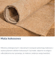 Topper Kokos 180x200 cm, dwustronny, mata kokosowa, zdejmowany pokrowiec, H4 , Comforteo