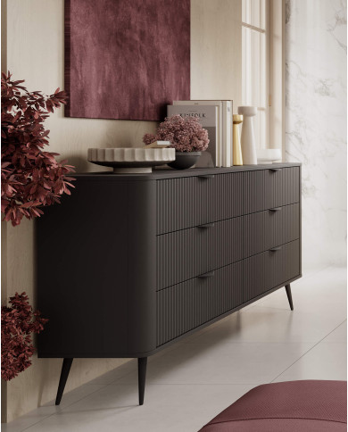 Komoda Lante B 163 6s, szuflady, Czarna, Laski Meble Komoda Lante B 163 6s, szuflady, Czarna, Laski Meble