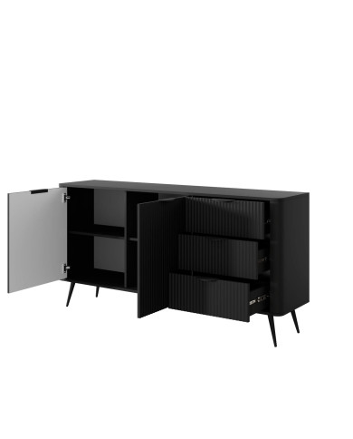 Komoda Lante C 163 2d3s, szuflady, drzwi, Czarna, Laski Meble Komoda Lante C 163 2d3s, szuflady, drzwi, Czarna, Laski Meble