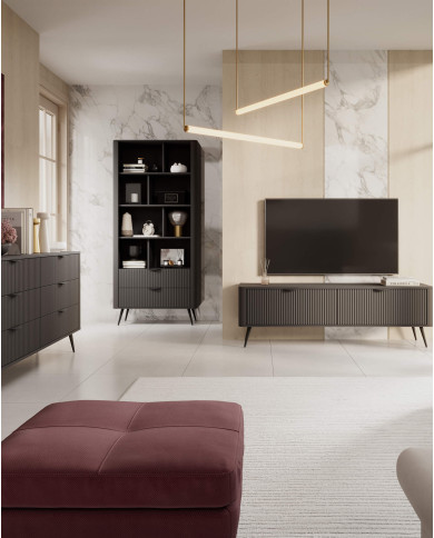 Komoda Lante C 163 2d3s, szuflady, drzwi, Czarna, Laski Meble Komoda Lante C 163 2d3s, szuflady, drzwi, Czarna, Laski Meble