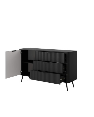 Komoda Lante D 138 d3s, szuflady, drzwi, Czarna, Laski Meble Komoda Lante D 138 d3s, szuflady, drzwi, Czarna, Laski Meble