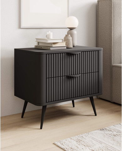 Szafka nocna Lante 2s, szuflady, Czarny, Laski Meble