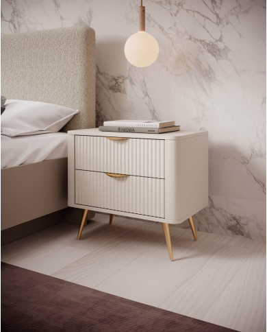 Szafka nocna Lante 2s, szuflady, Beżowy, Laski Meble