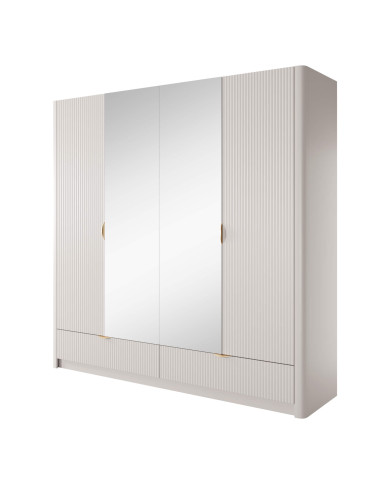 Szafa Lante H 213, z lustrami, czterodrzwiowa do sypialni, Beżowa, Laski Meble Szafa Lante H 213, z lustrami, czterodrzwiowa do sypialni, Beżowa, Laski Meble