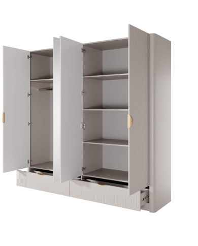 Szafa Lante H 213, z lustrami, czterodrzwiowa do sypialni, Beżowa, Laski Meble Szafa Lante H 213, z lustrami, czterodrzwiowa do sypialni, Beżowa, Laski Meble