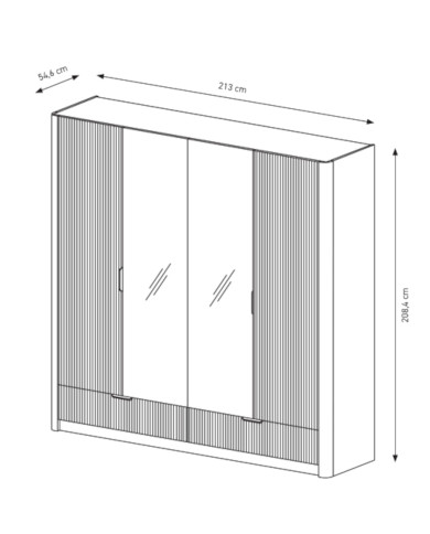 Szafa Lante H 213, z lustrami, czterodrzwiowa do sypialni, Beżowa, Laski Meble Szafa Lante H 213, z lustrami, czterodrzwiowa do sypialni, Beżowa, Laski Meble