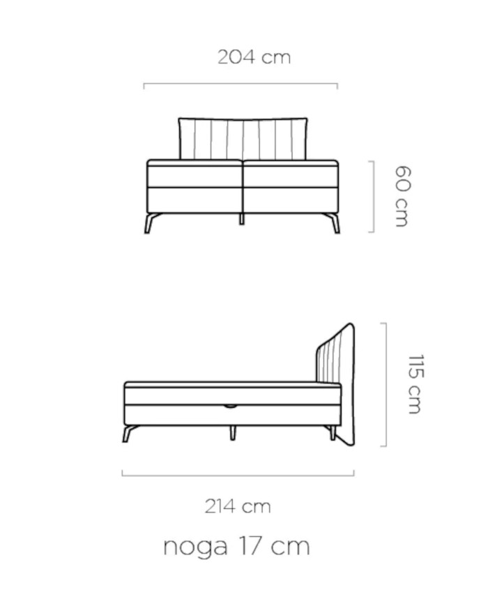 Łóżko kontynentalne Martina 180x200 cm, tapicerowane, materace z topperem, pojemniki, Wersal