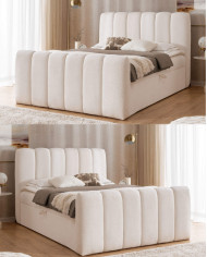 Łóżko kontynentalne Chloe 160x200, tapicerowane, materac, topper, pojemnik, Gruszka Meble