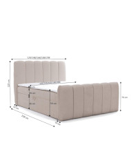 Łóżko kontynentalne Chloe 160x200, tapicerowane, materac, topper, pojemnik, Gruszka Meble