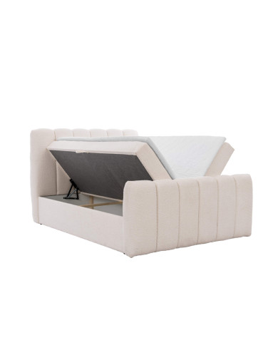 Łóżko kontynentalne Chloe 200x200, tapicerowane, materac, topper, pojemnik, Gruszka Meble Łóżko kontynentalne Chloe 200x200, tapicerowane, materac, topper, pojemnik, Gruszka Meble