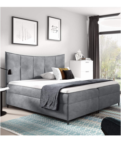 Łóżko kontynentalne Bergamo 120x200, tapicerowane, materace, topper, pojemnik, Gruszka Meble