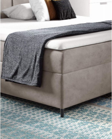 Łóżko kontynentalne Bergamo 160x200, tapicerowane, materace, topper, pojemnik, Gruszka Meble