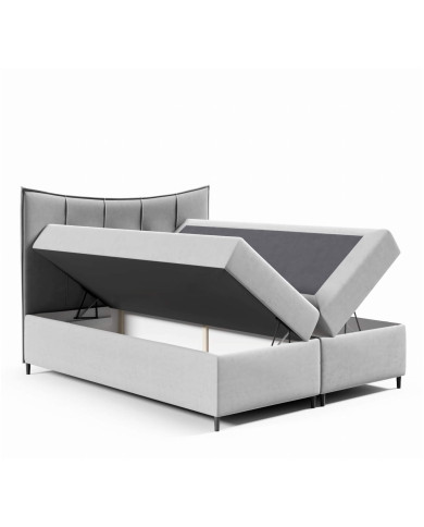 Łóżko kontynentalne Bergamo 180x200, tapicerowane, materace, topper, pojemnik, Gruszka Meble