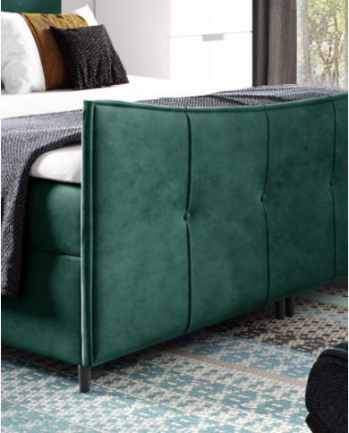 Łóżko kontynentalne Bergamo Lux 160x200, tapicerowane, materace, topper, pojemnik, Gruszka Meble