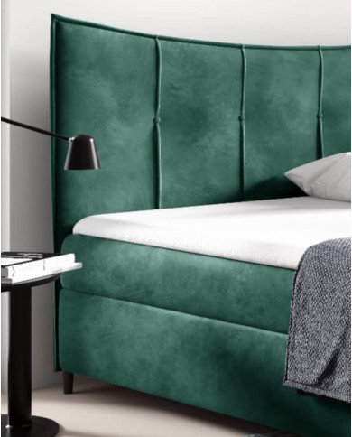 Łóżko kontynentalne Bergamo Lux 180x200, tapicerowane, materace, topper, pojemnik, Gruszka Meble