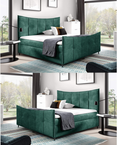 Łóżko kontynentalne Bergamo Lux 200x200, tapicerowane, materace, topper, pojemnik, Gruszka Meble