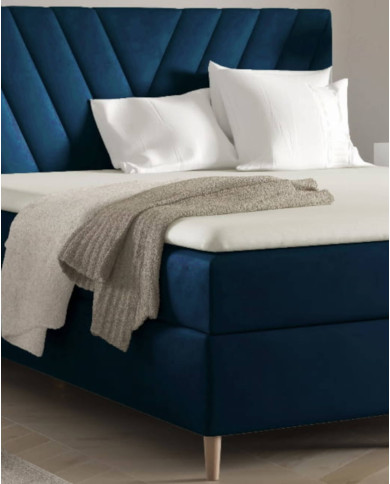 Łóżko kontynentalne Beno 120x200, tapicerowane, materace, topper, pojemnik, Gruszka Meble