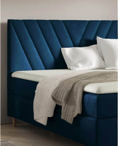 Łóżko kontynentalne Beno 140x200, tapicerowane, materace, topper, pojemnik, Gruszka Meble