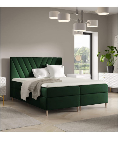 Łóżko kontynentalne Beno 180x200, tapicerowane, materace, topper, pojemnik, Gruszka Meble