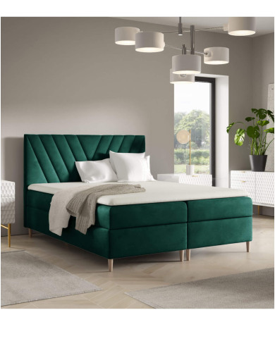 Łóżko kontynentalne Beno 180x200, tapicerowane, materace, topper, pojemnik, Gruszka Meble