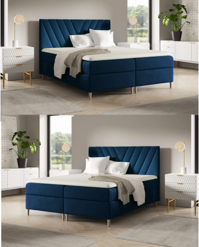 Łóżko kontynentalne Beno 180x200, tapicerowane, materace, topper, pojemnik, Gruszka Meble