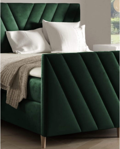 Łóżko kontynentalne Beno Plus 120x200, tapicerowane, materace, topper, pojemnik, Gruszka Meble