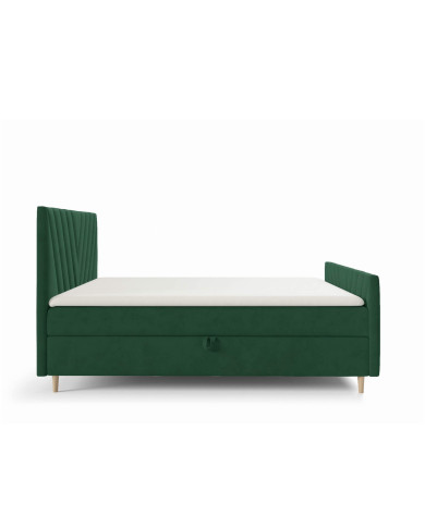 Łóżko kontynentalne Beno Plus 140x200, tapicerowane, materace, topper, pojemnik, Gruszka Meble