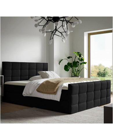 Łóżko kontynentalne Berlin 120x200, tapicerowane, materace, topper, pojemnik, Gruszka Meble