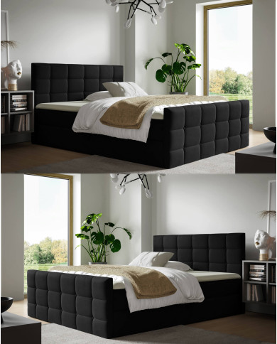 Łóżko kontynentalne Berlin 120x200, tapicerowane, materace, topper, pojemnik, Gruszka Meble