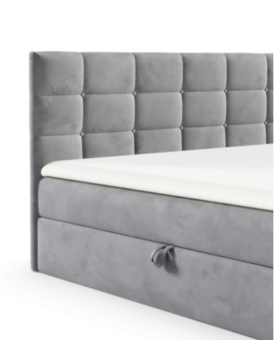 Łóżko kontynentalne Berlin 160x200, tapicerowane, materace, topper, pojemnik, Gruszka Meble