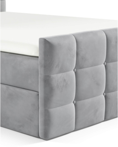 Łóżko kontynentalne Berlin 160x200, tapicerowane, materace, topper, pojemnik, Gruszka Meble