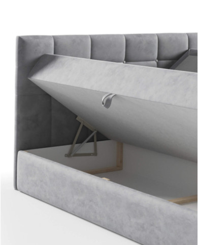 Łóżko kontynentalne Berlin 180x200, tapicerowane, materace, topper, pojemnik, Gruszka Meble