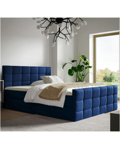 Łóżko kontynentalne Berlin 200x200, tapicerowane, materace, topper, pojemnik, Gruszka Meble