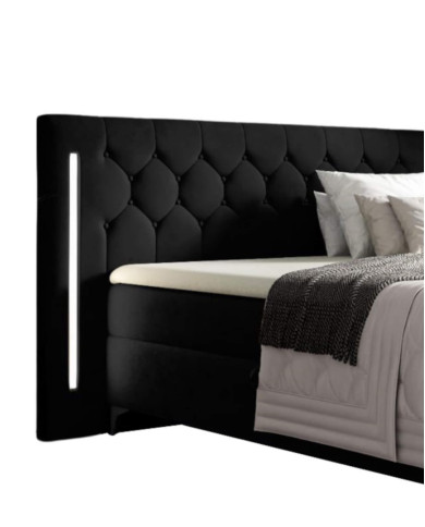 Łóżko kontynentalne California 120x200, z oświetleniem, tapicerowane, materace, topper, pojemnik, Gruszka Meble