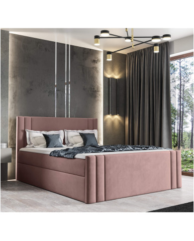 Łóżko kontynentalne Carmen 120x200, tapicerowane, materace, topper, pojemnik, Gruszka Meble