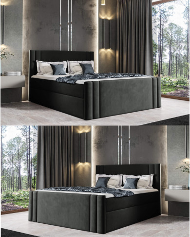 Łóżko kontynentalne Carmen 120x200, tapicerowane, materace, topper, pojemnik, Gruszka Meble