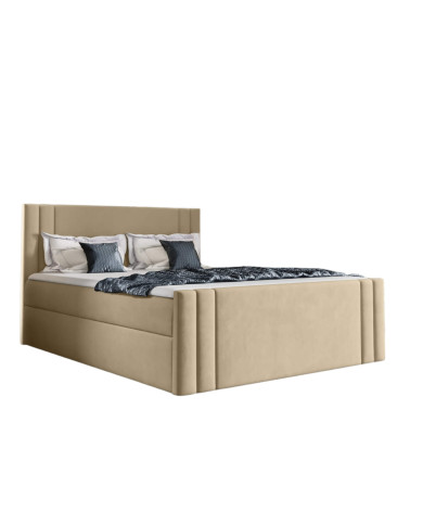 Łóżko kontynentalne Carmen 140x200, tapicerowane, materace, topper, pojemnik, Gruszka Meble Łóżko kontynentalne Carmen 140x200, tapicerowane, materace, topper, pojemnik, Gruszka Meble