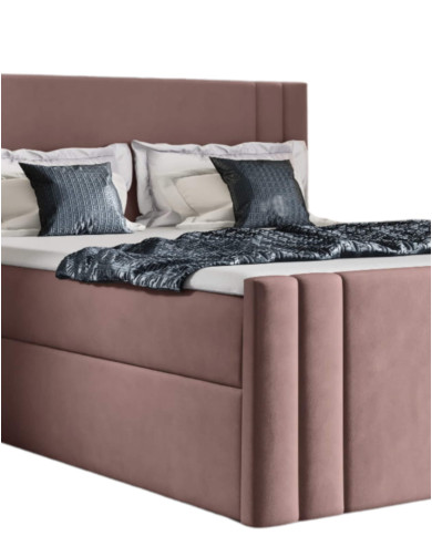 Łóżko kontynentalne Carmen 140x200, tapicerowane, materace, topper, pojemnik, Gruszka Meble