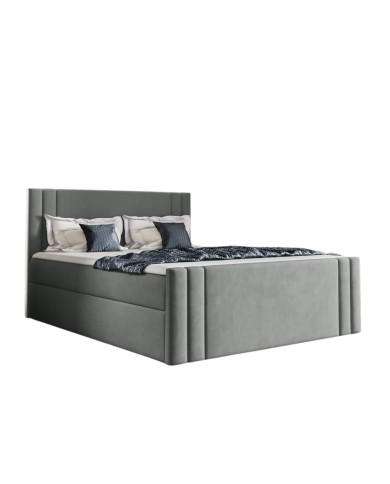 Łóżko kontynentalne Carmen 180x200, tapicerowane, materace, topper, pojemnik, Gruszka Meble