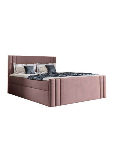 Łóżko kontynentalne Carmen 180x200, tapicerowane, materace, topper, pojemnik, Gruszka Meble