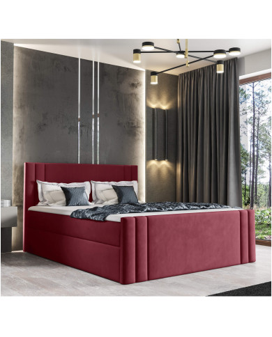 Łóżko kontynentalne Carmen 180x200, tapicerowane, materace, topper, pojemnik, Gruszka Meble