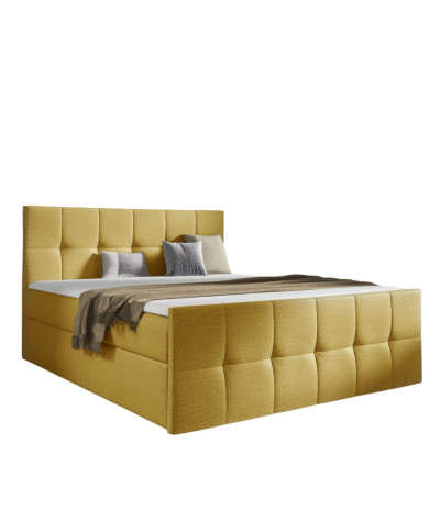 Łóżko kontynentalne Charlotte 140x200, tapicerowane, materace, topper, pojemnik, Gruszka Meble Łóżko kontynentalne Charlotte 140x200, tapicerowane, materace, topper, pojemnik, Gruszka Meble