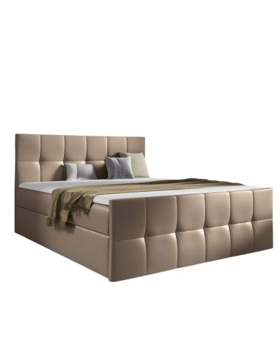 Łóżko kontynentalne Charlotte 160x200, tapicerowane, materace, topper, pojemnik, Gruszka Meble Łóżko kontynentalne Charlotte 160x200, tapicerowane, materace, topper, pojemnik, Gruszka Meble