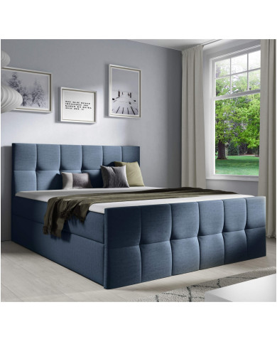 Łóżko kontynentalne Charlotte 160x200, tapicerowane, materace, topper, pojemnik, Gruszka Meble Łóżko kontynentalne Charlotte 160x200, tapicerowane, materace, topper, pojemnik, Gruszka Meble