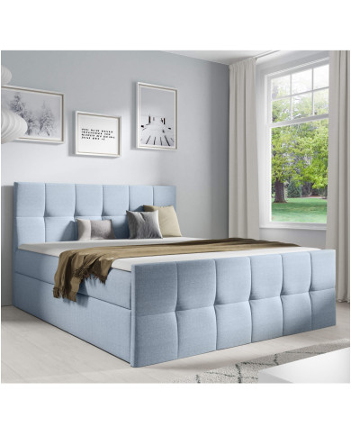 Łóżko kontynentalne Charlotte 180x200, tapicerowane, materace, topper, pojemnik, Gruszka Meble Łóżko kontynentalne Charlotte 180x200, tapicerowane, materace, topper, pojemnik, Gruszka Meble