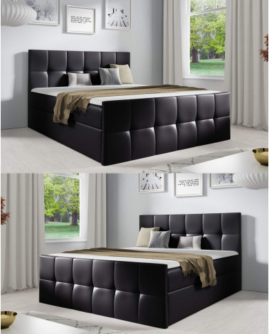 Łóżko kontynentalne Charlotte 180x200, tapicerowane, materace, topper, pojemnik, Gruszka Meble Łóżko kontynentalne Charlotte 180x200, tapicerowane, materace, topper, pojemnik, Gruszka Meble