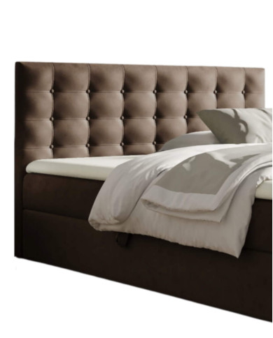 Łóżko kontynentalne Calvani 120x200, tapicerowane, materace, topper, pojemnik, Gruszka Meble