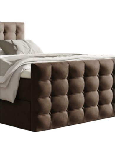 Łóżko kontynentalne Calvani 180x200, tapicerowane, materace, topper, pojemnik, Gruszka Meble